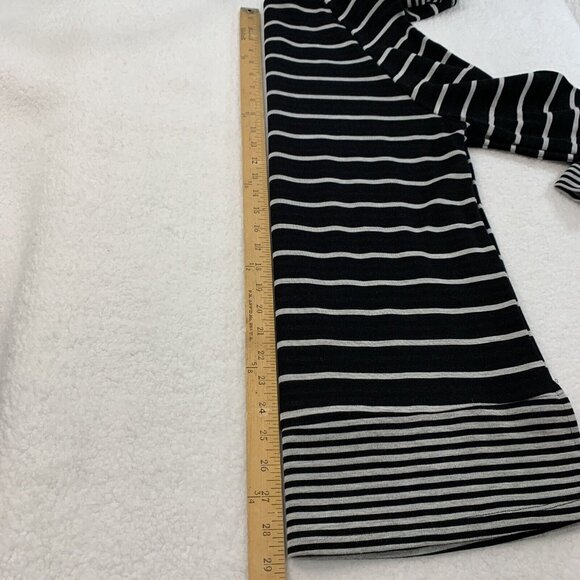 Chico's Women's Stripe Tunic Cowl Neck Lightweight Sweater Sz 1 8/10 Black Gray - Picture 8 of 9
